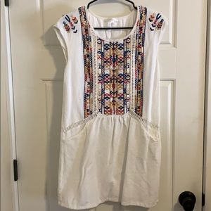 Urban Outfitters white linen embroidered dress
